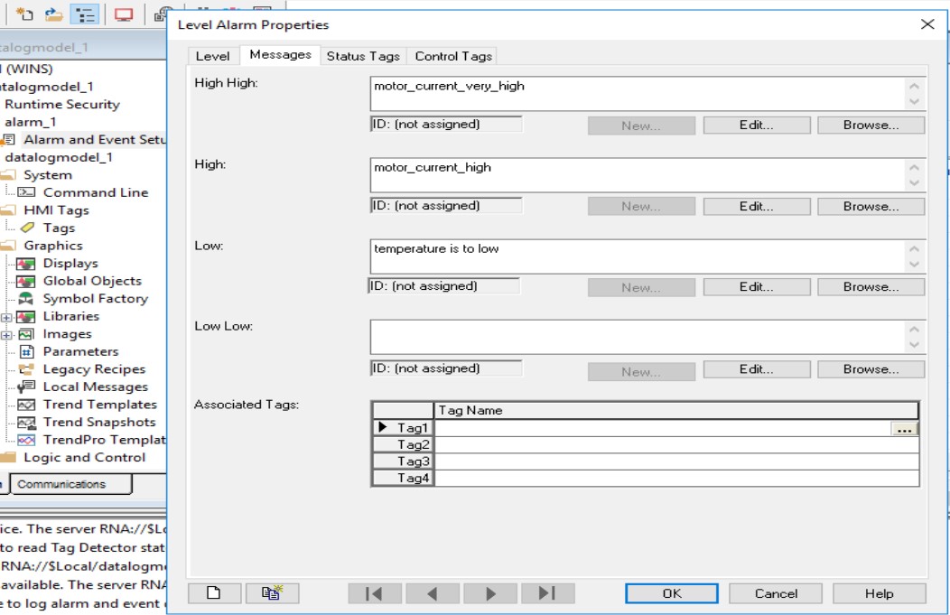 Factorytalk View Alarm messages